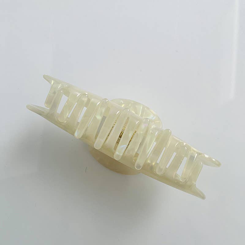 Milky White Glossy Marble Claw Clip