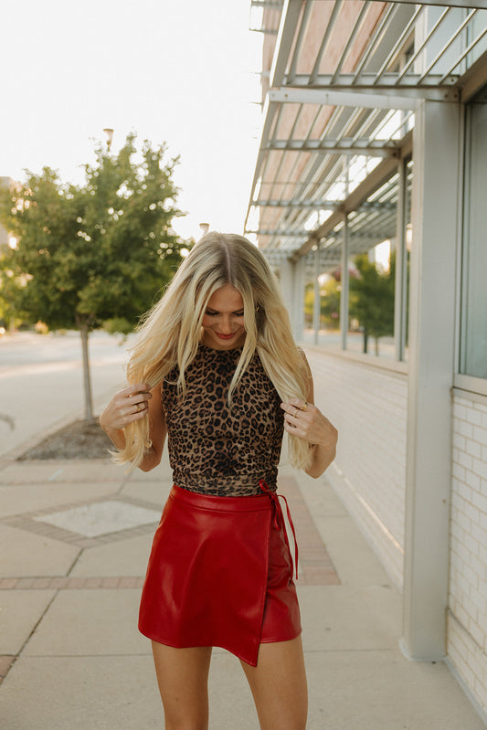 Leopard Tie Top