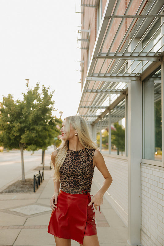 Leopard Tie Top