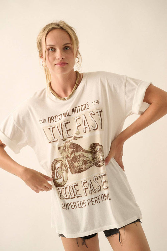 Live Fast Ride Faster Oversize Graphic Tee
